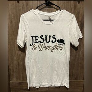 Jesus and Wranglers White Tee
